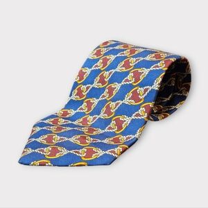 Burberry Blue & Red Patterned Silk Tie